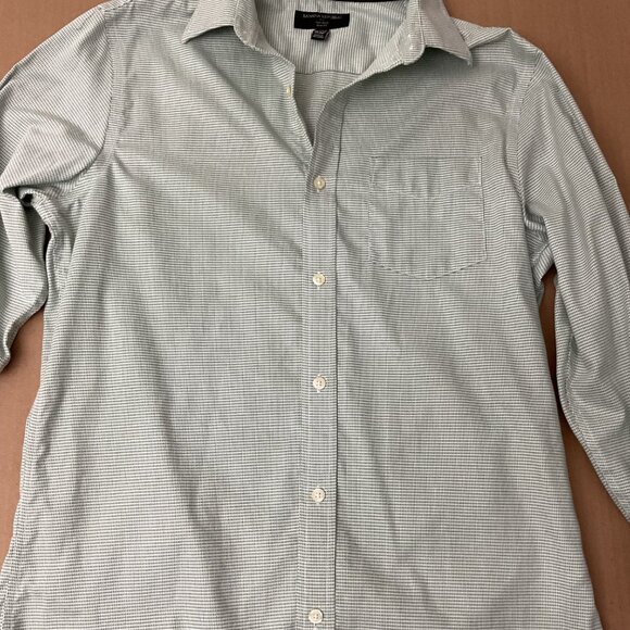 Banana Republic Non-Iron Slim Fit Button-Up Shirt Green Pattern Size Medium - Picture 2 of 7